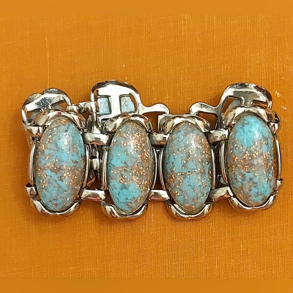 Selro Selini Bracelet, Baby Blue with Copper Confetti Cabochons Bracelet - Picture 4 of 4